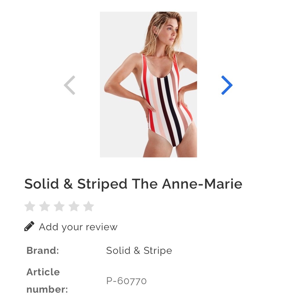Solid & Striped The Anne-Marie Lipstick Stipe Swimsuit
Size S/M